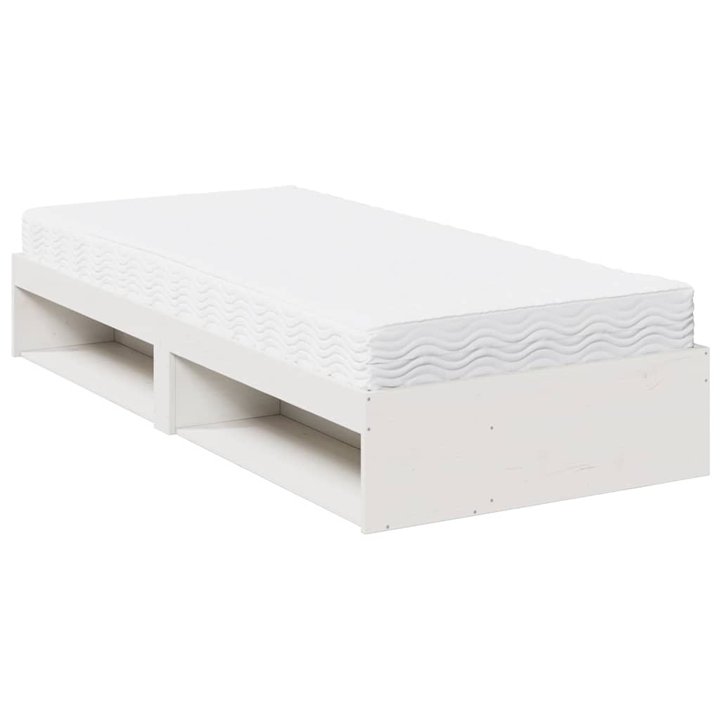 Lit de jour avec matelas blanc 100x200 cm bois de pin massif