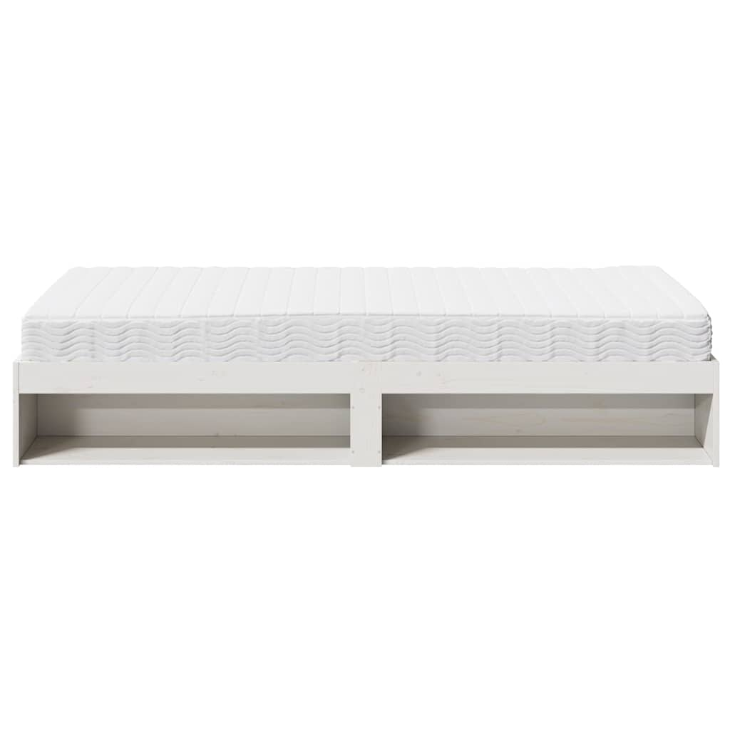 Lit de jour avec matelas blanc 100x200 cm bois de pin massif