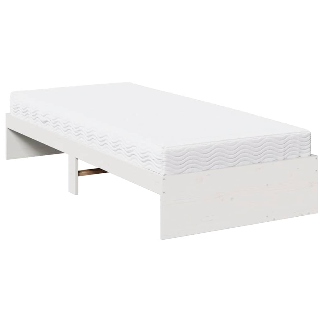 Lit de jour avec matelas blanc 100x200 cm bois de pin massif