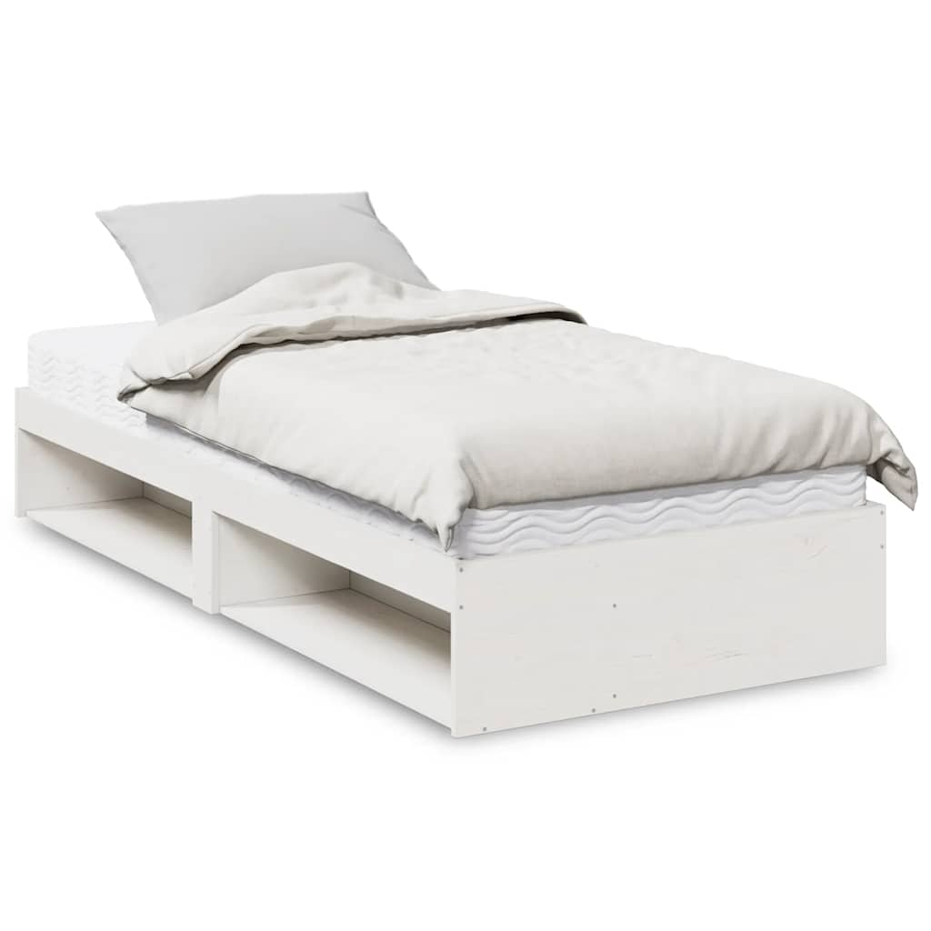 Lit de jour avec matelas blanc 100x200 cm bois de pin massif