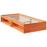 Lit de jour avec matelas cire marron 100x200 cm bois pin massif