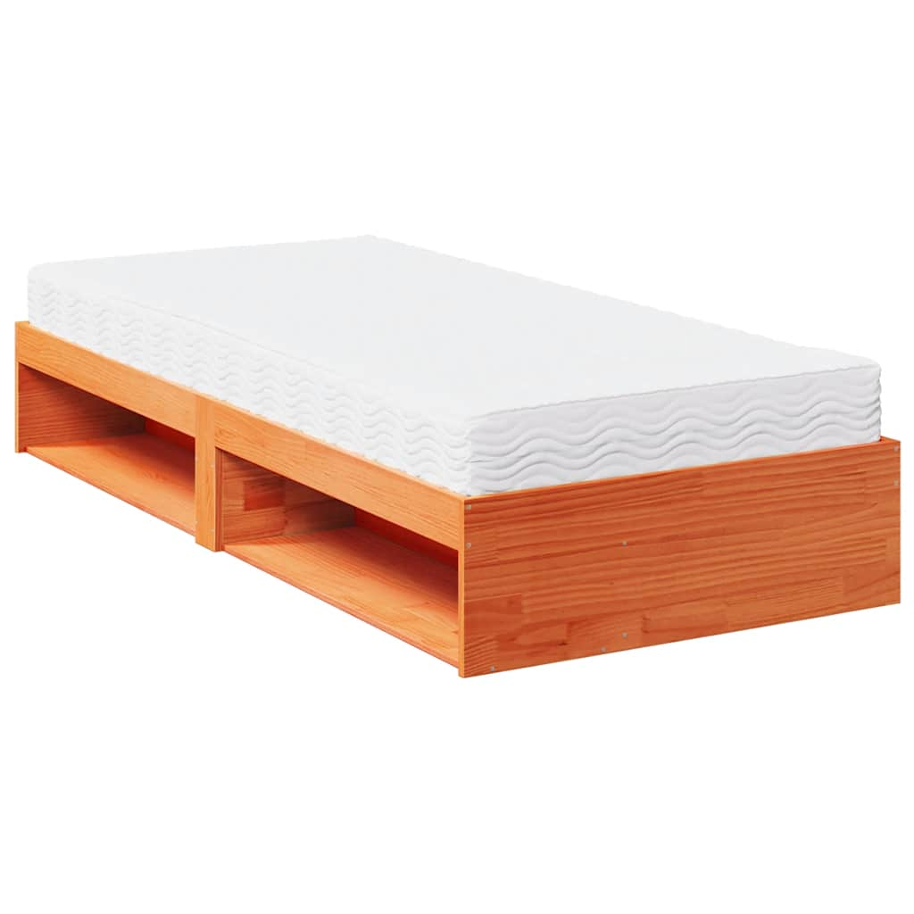 Lit de jour avec matelas cire marron 100x200 cm bois pin massif