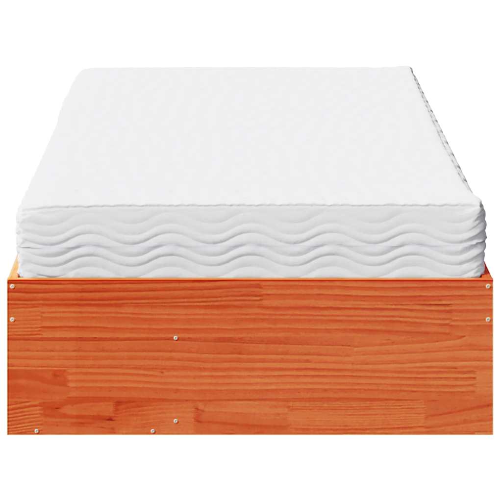 Lit de jour avec matelas cire marron 100x200 cm bois pin massif