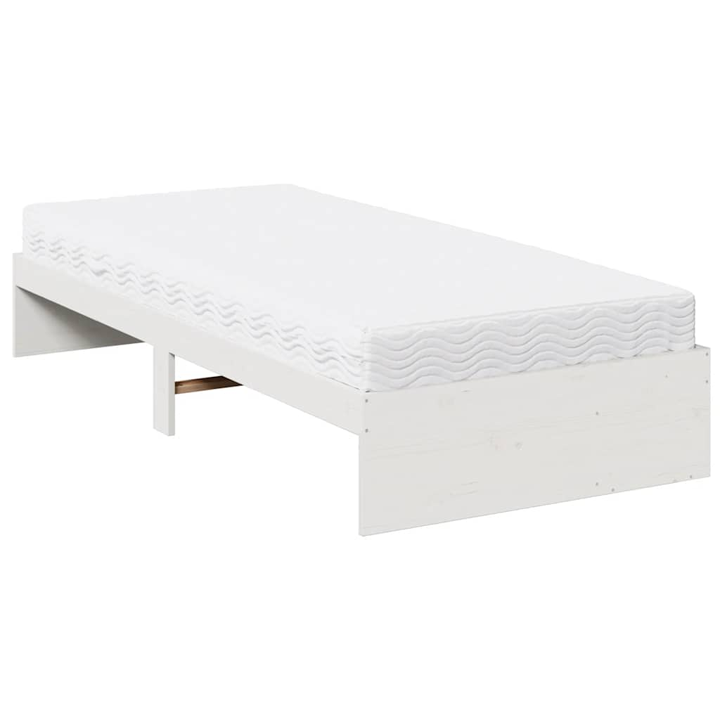 Lit de jour avec matelas blanc 90x200 cm bois de pin massif