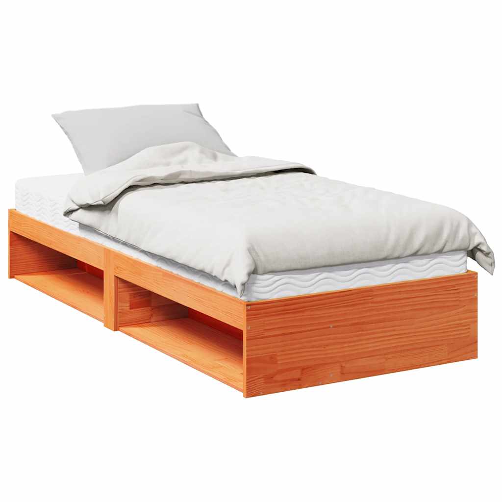 Lit de jour avec matelas cire marron 90x200 cm bois pin massif