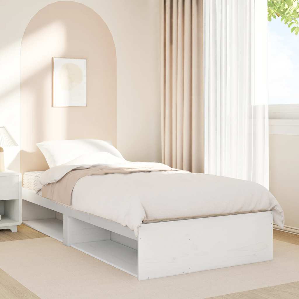 Lit de jour avec matelas blanc 90x190 cm bois de pin massif