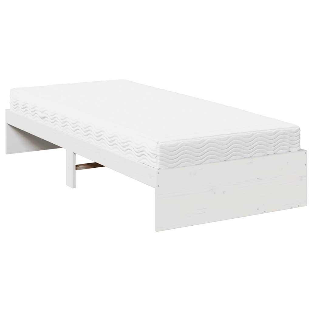 Lit de jour avec matelas blanc 90x190 cm bois de pin massif