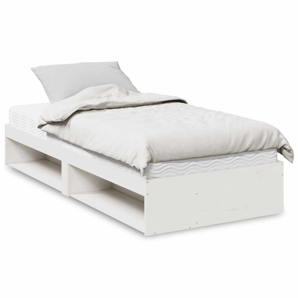 Lit de jour avec matelas blanc 90x190 cm bois de pin massif