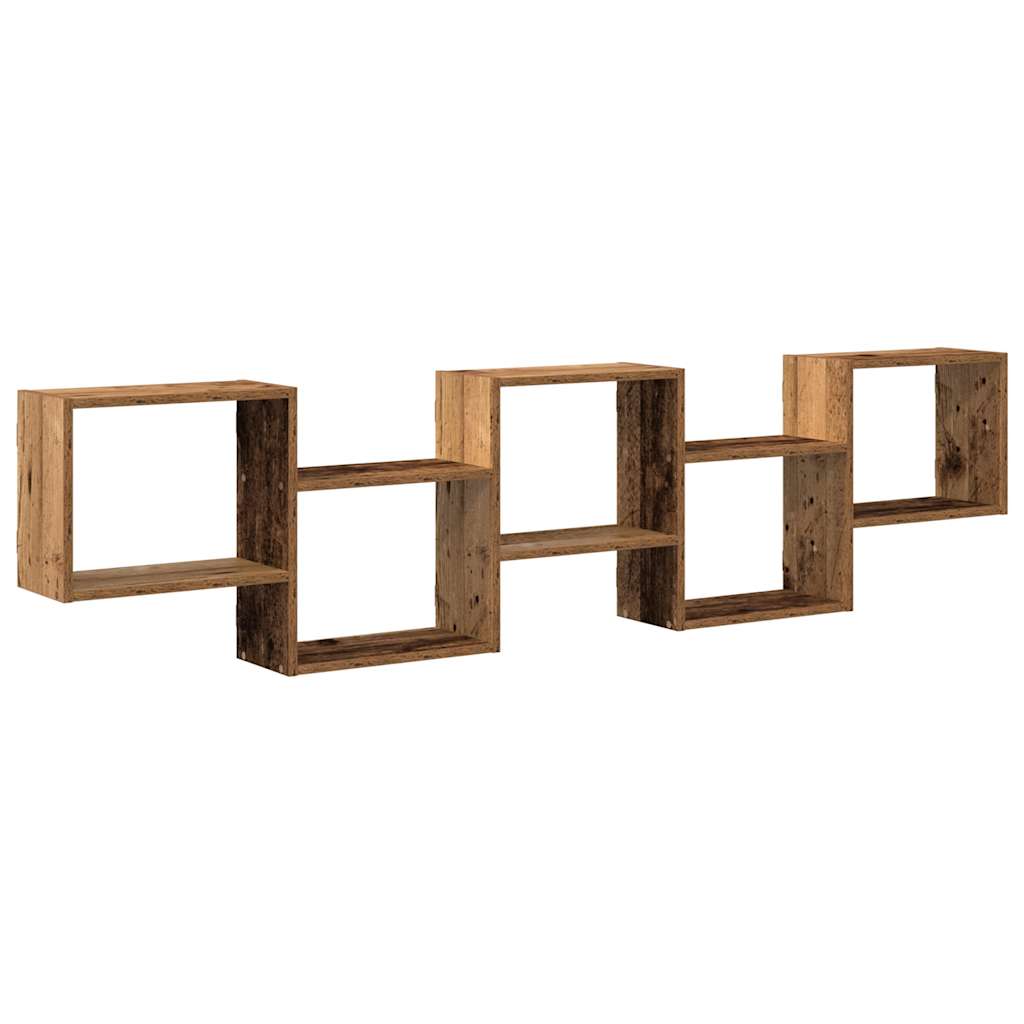 Étagère cube murale 5 compartiments vieux bois bois ingénierie