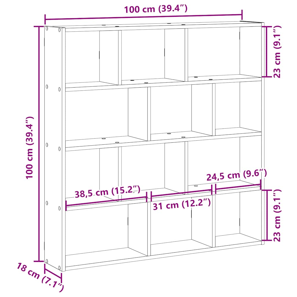 Étagère cube murale 12 compartiments blanc bois d'ingénierie