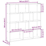 Étagère cube murale 12 compartiments chêne artisanal