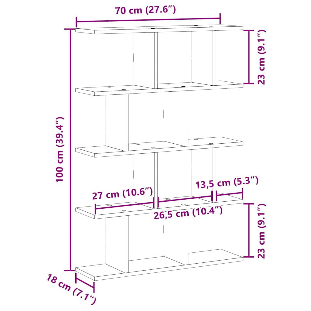 Étagère cube murale 12 compartiments gris béton bois ingénierie