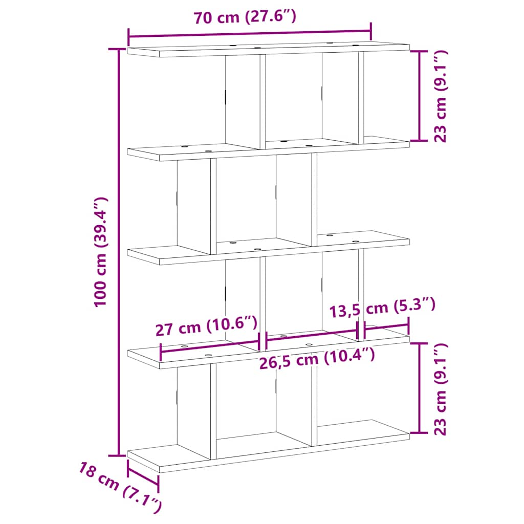 Étagère cube murale 12 compartiments chêne marron