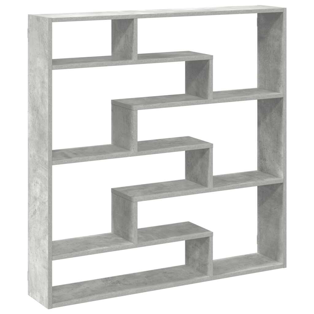 Étagère cube murale 7 compartiments gris béton bois ingénierie