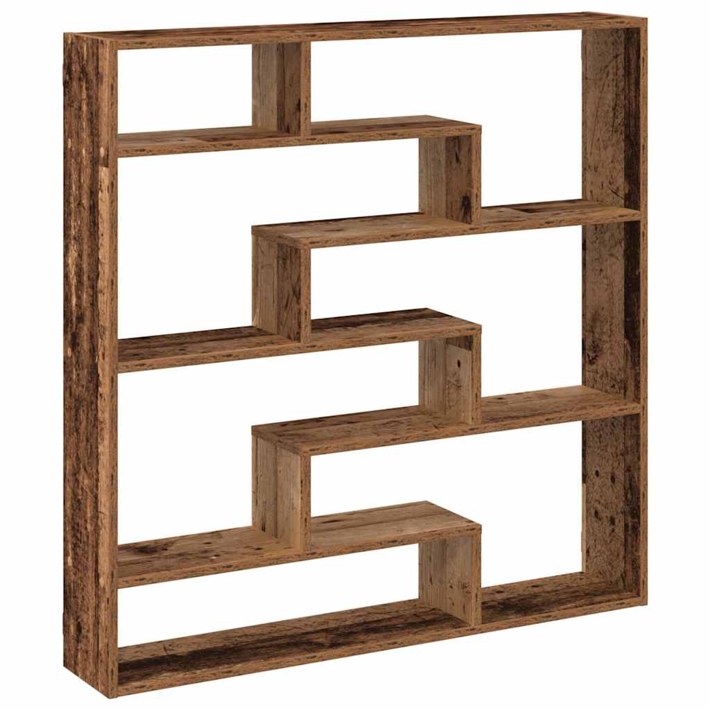 Étagère cube murale 7 compartiments vieux bois bois ingénierie