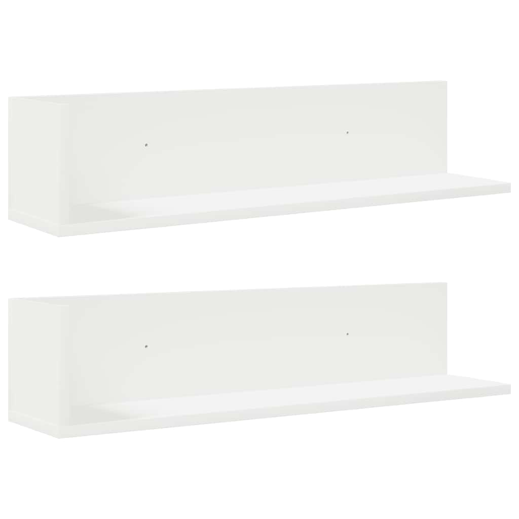 Étagères murales 2 pcs blanc 75x16,5x16,5 cm bois d'ingénierie