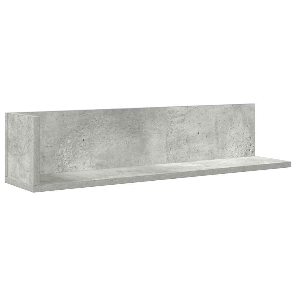 Étagères murales 2pcs gris béton 75x16,5x16,5cm bois ingénierie