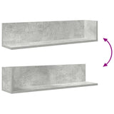 Étagères murales 2pcs gris béton 75x16,5x16,5cm bois ingénierie