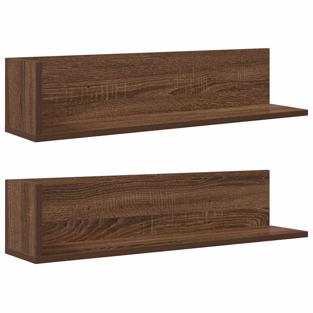 Étagères murales 2 pcs chêne marron 75x16,5x16,5 cm