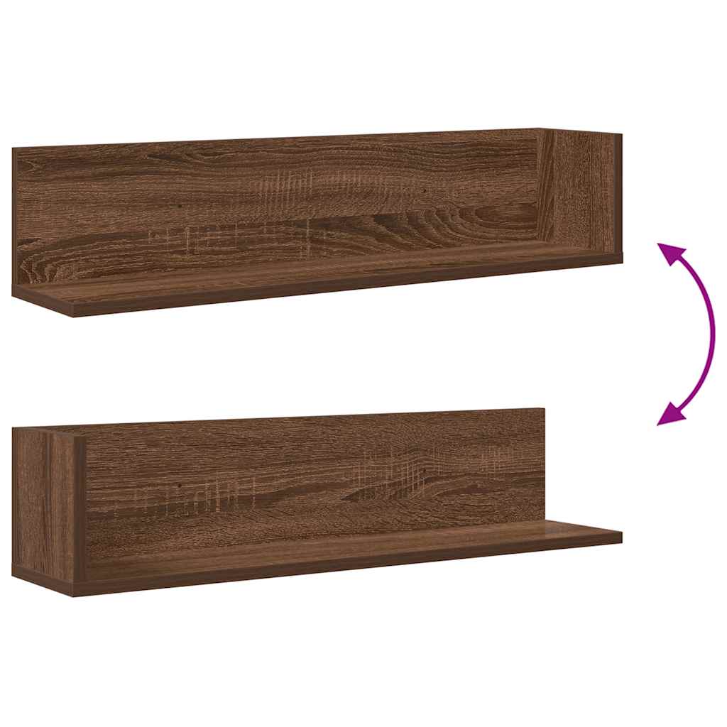 Étagères murales 2 pcs chêne marron 75x16,5x16,5 cm