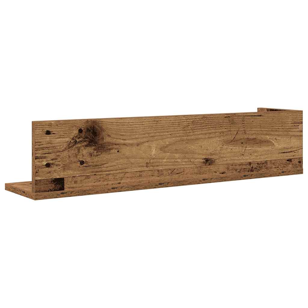 Étagères murales 2pcs vieux bois 75x16,5x16,5cm bois ingénierie