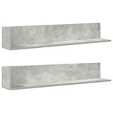 Étagères murales 2 pcs gris béton 100x16,5x16,5 cm