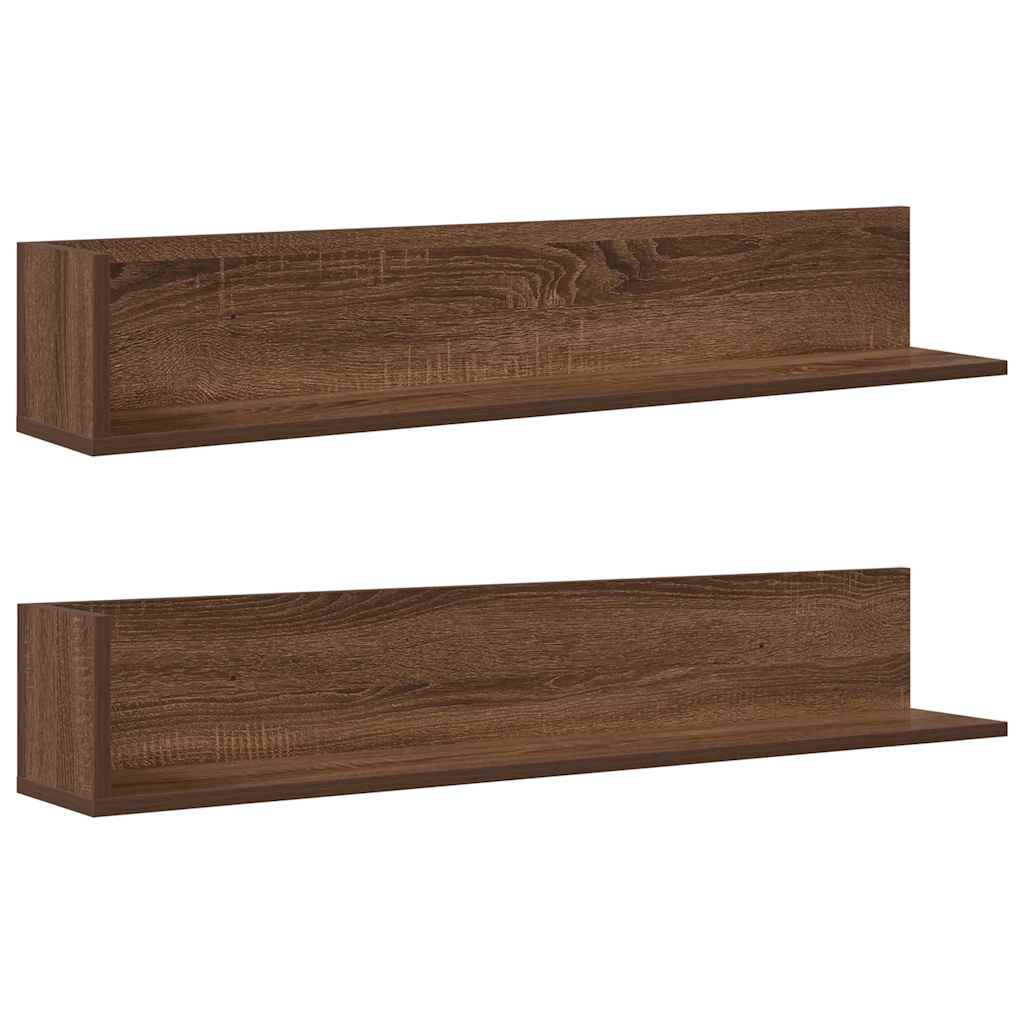 Étagères murales 2 pcs chêne marron 100x16,5x16,5 cm