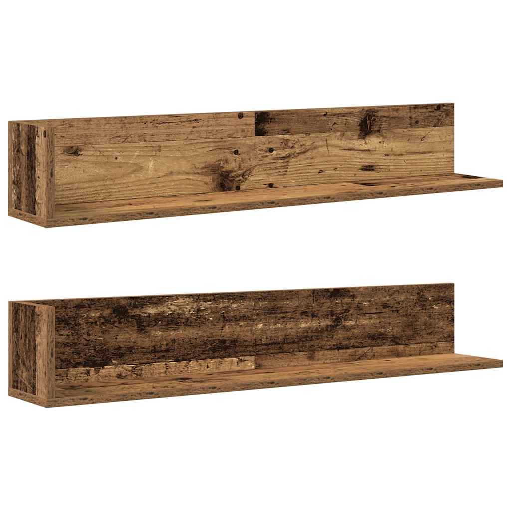 Étagères murales 2 pcs vieux bois 100x16,5x16,5 cm