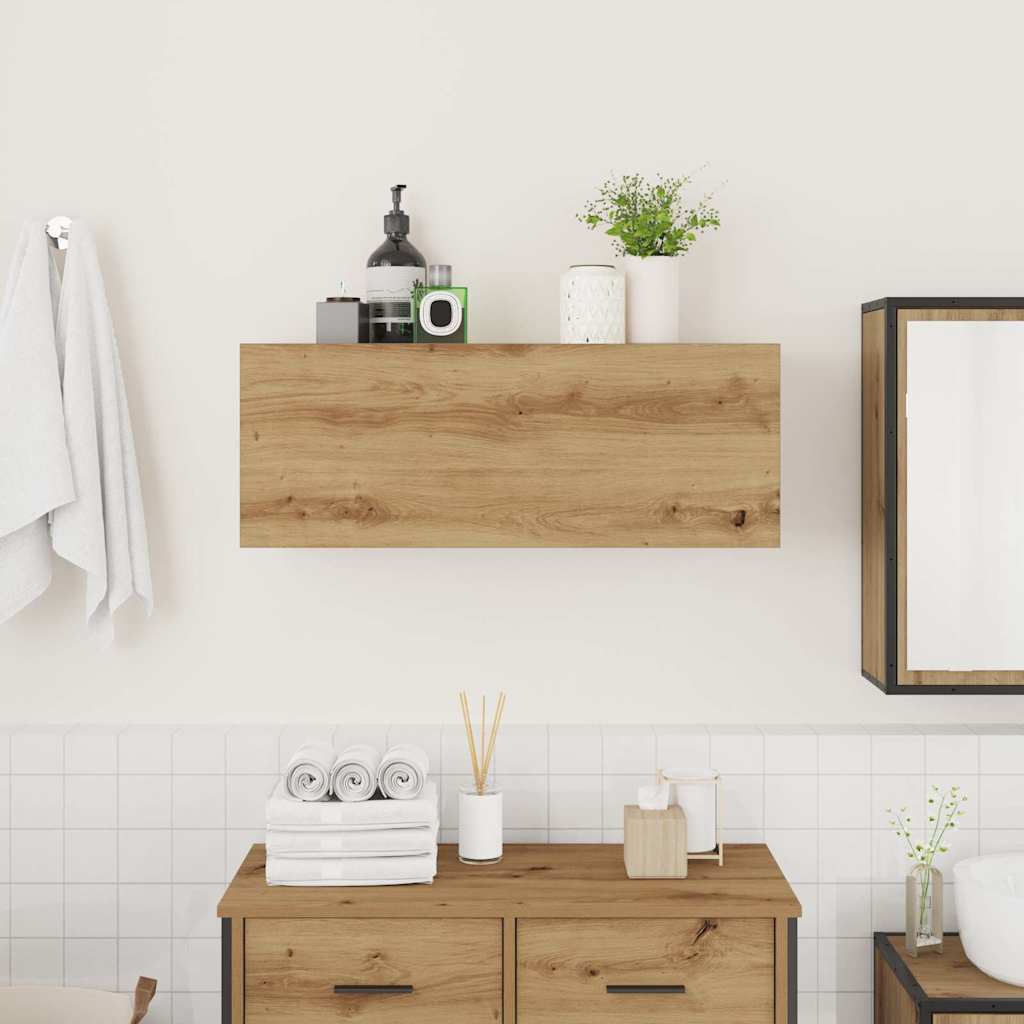 Armoire murale de bain chêne artisanal bois d'ingénierie