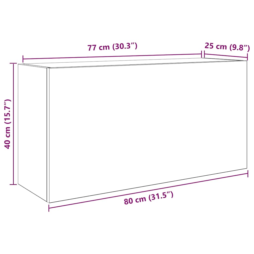 Armoire murale de bain chêne fumé 80x25x40 cm bois d'ingénierie