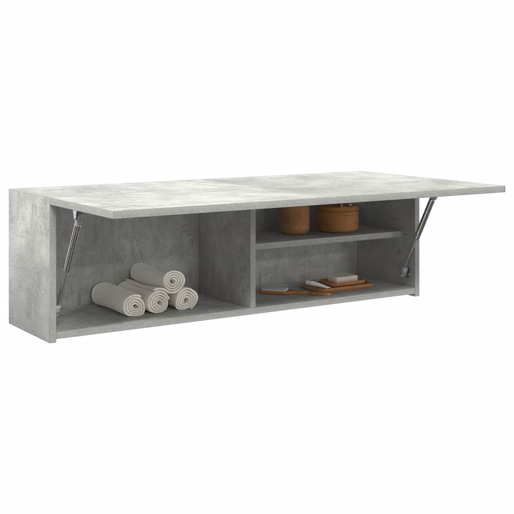 Betongrauer Badezimmer-Wandschrank, 100 x 25 x 30 cm, Holzwerkstoff