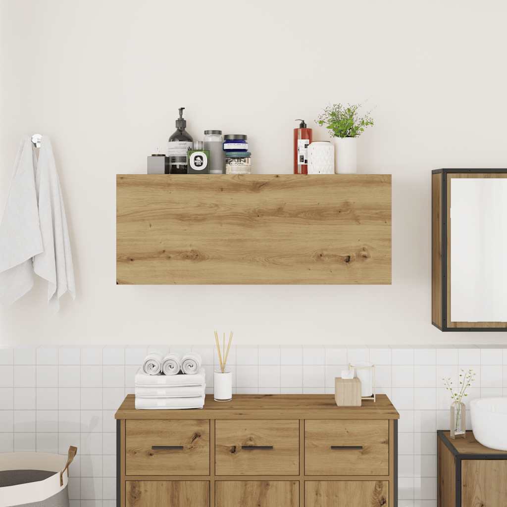 Armoire murale de bain chêne artisanal bois d'ingénierie