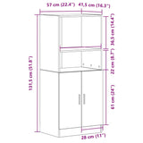 Küchenschrank aus brauner Eiche, 57 x 41,5 x 131,5 cm, Holzwerkstoff