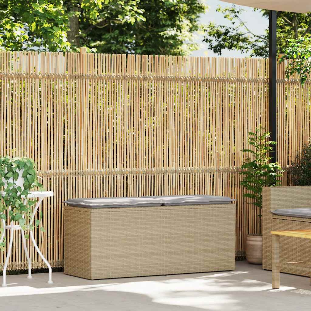 Banc de jardin avec coussin beige 110x40x44 cm résine tressée