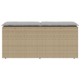 Banc de jardin avec coussin beige 110x40x44 cm résine tressée