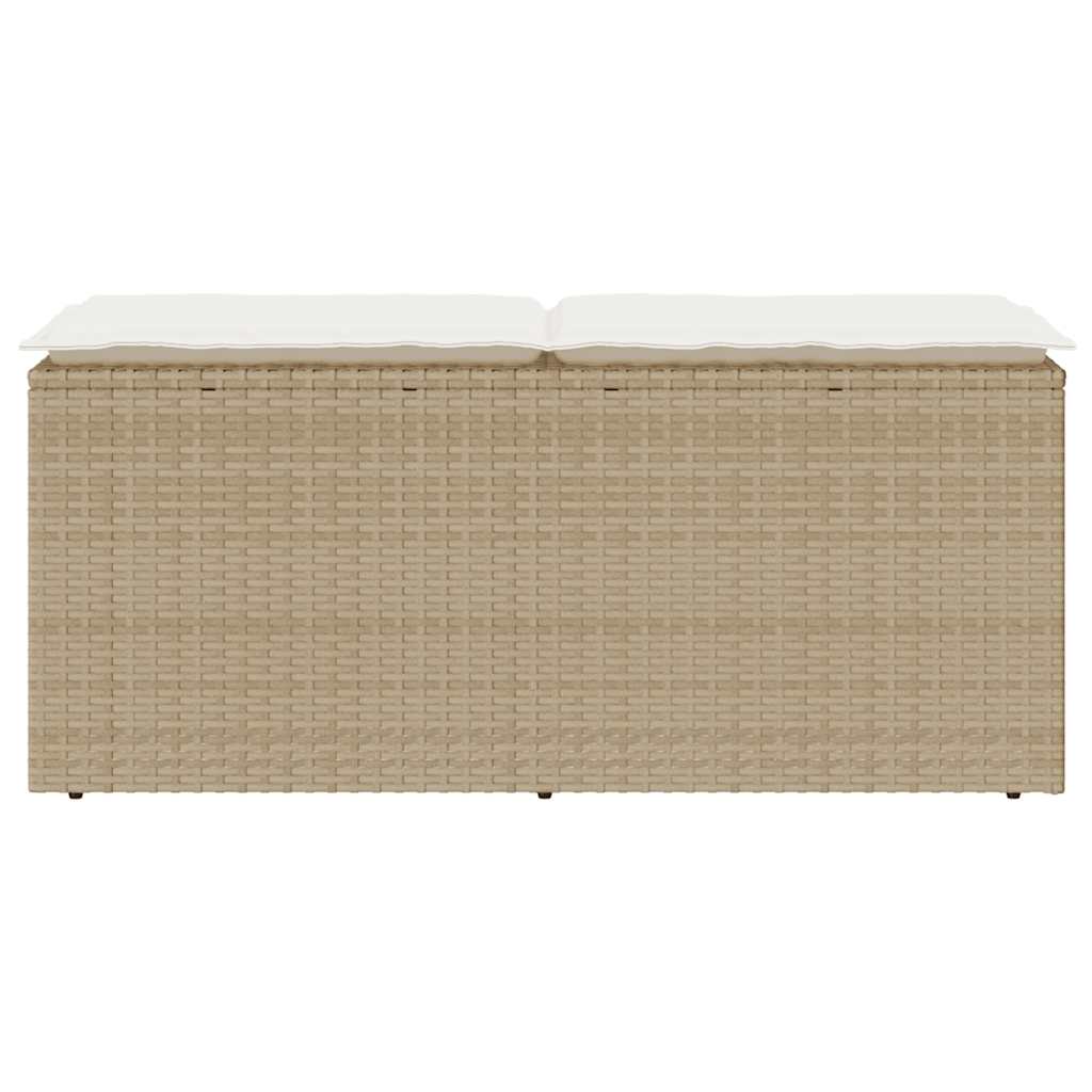 Banc de jardin avec coussin beige 110x40x44 cm résine tressée