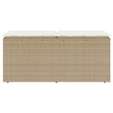 Banc de jardin avec coussin beige 110x40x44 cm résine tressée