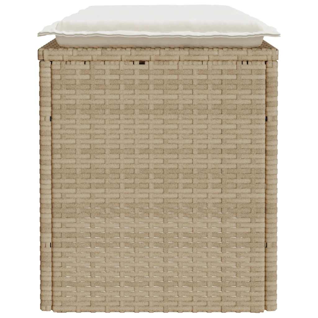 Banc de jardin avec coussin beige 110x40x44 cm résine tressée