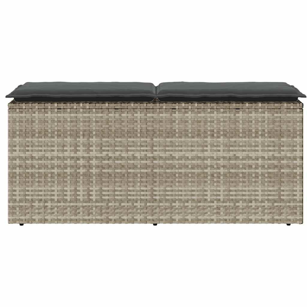 Banc de jardin coussin gris clair 110x40x44 cm résine tressée