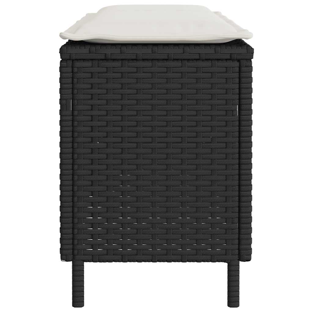 Banc de jardin avec coussin noir 110x30x40,5 cm résine tressée