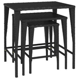 Tables gigognes de jardin 3 pcs noir résine tressée