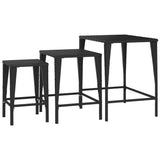 Tables gigognes de jardin 3 pcs noir résine tressée