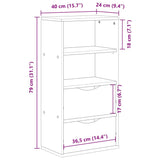 Armoire latérale avec tiroirs ODDA 40x24x79 cm bois massif pin