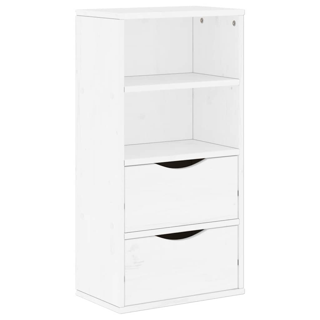 Armoire latérale tiroirs ODDA blanc 40x24x79 cm bois massif pin