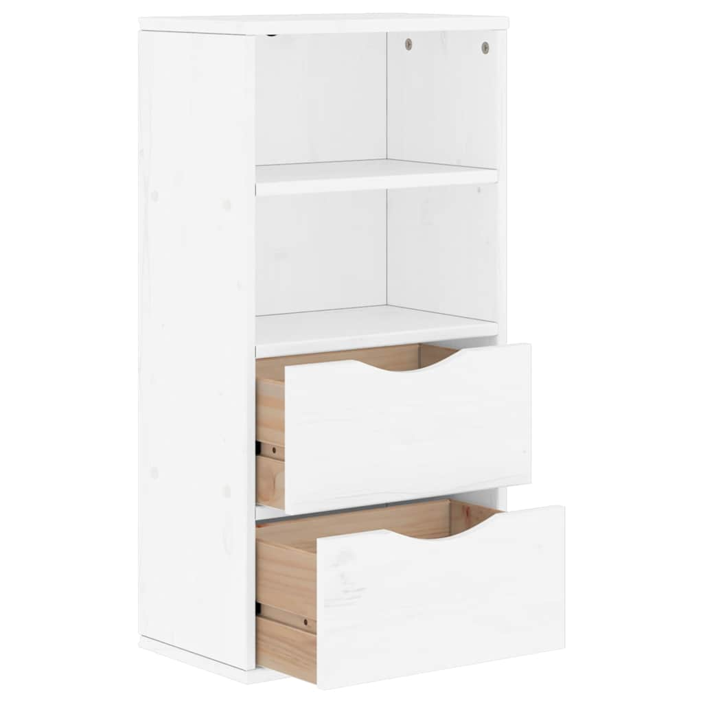 Armoire latérale tiroirs ODDA blanc 40x24x79 cm bois massif pin