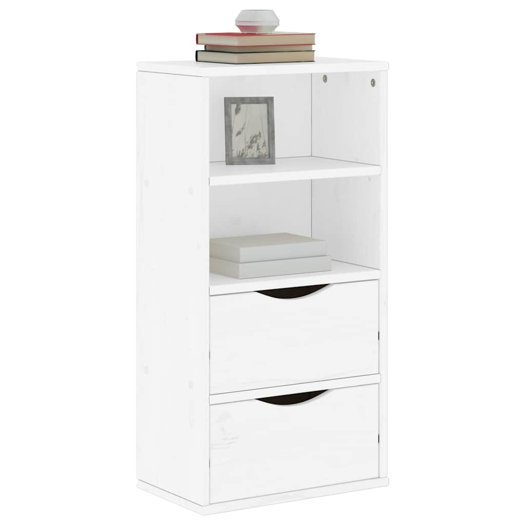 Armoire latérale tiroirs ODDA blanc 40x24x79 cm bois massif pin