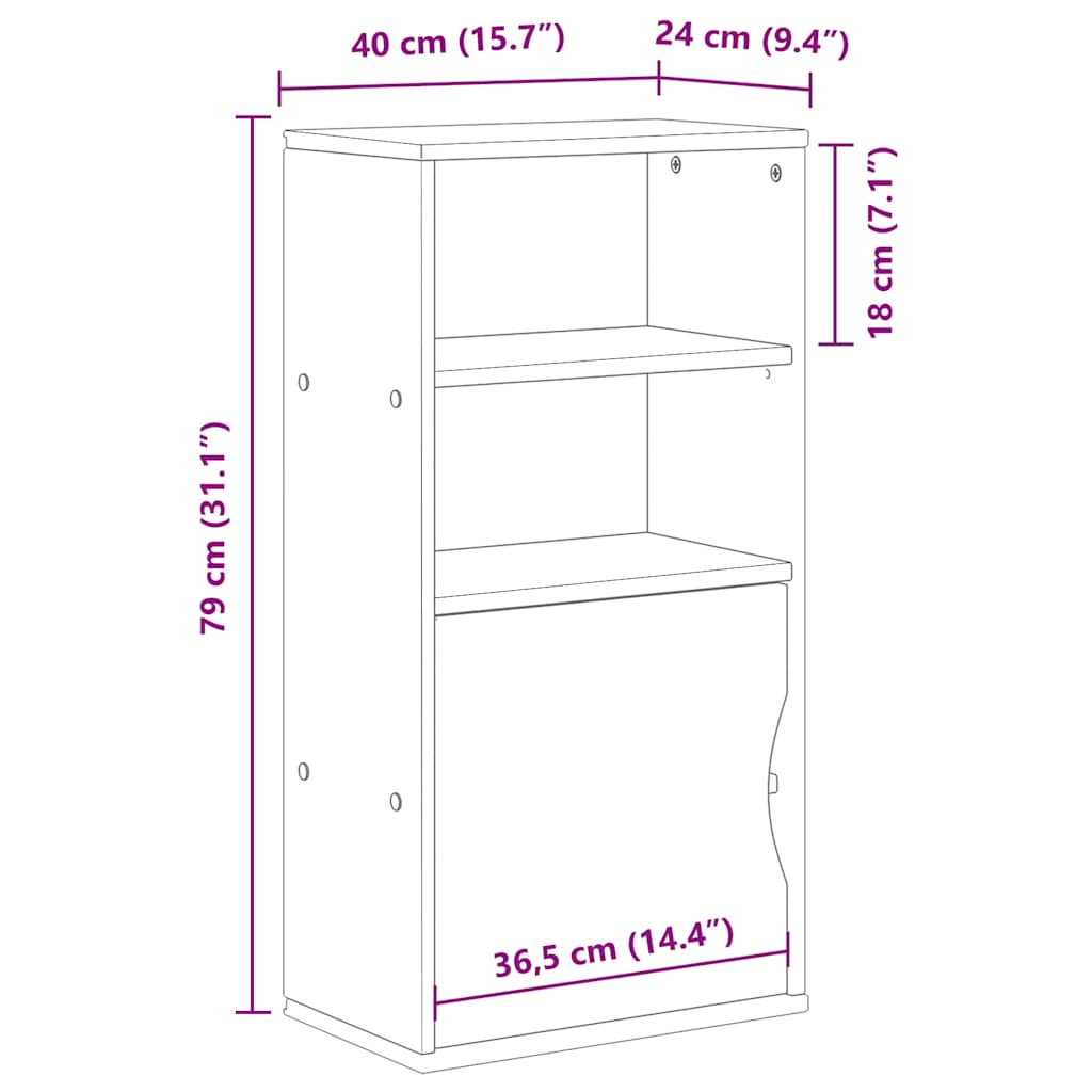 Armoire latérale ODDA 40x24x79 cm bois massif pin