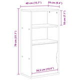 Armoire latérale ODDA blanc 40x24x79 cm bois massif pin