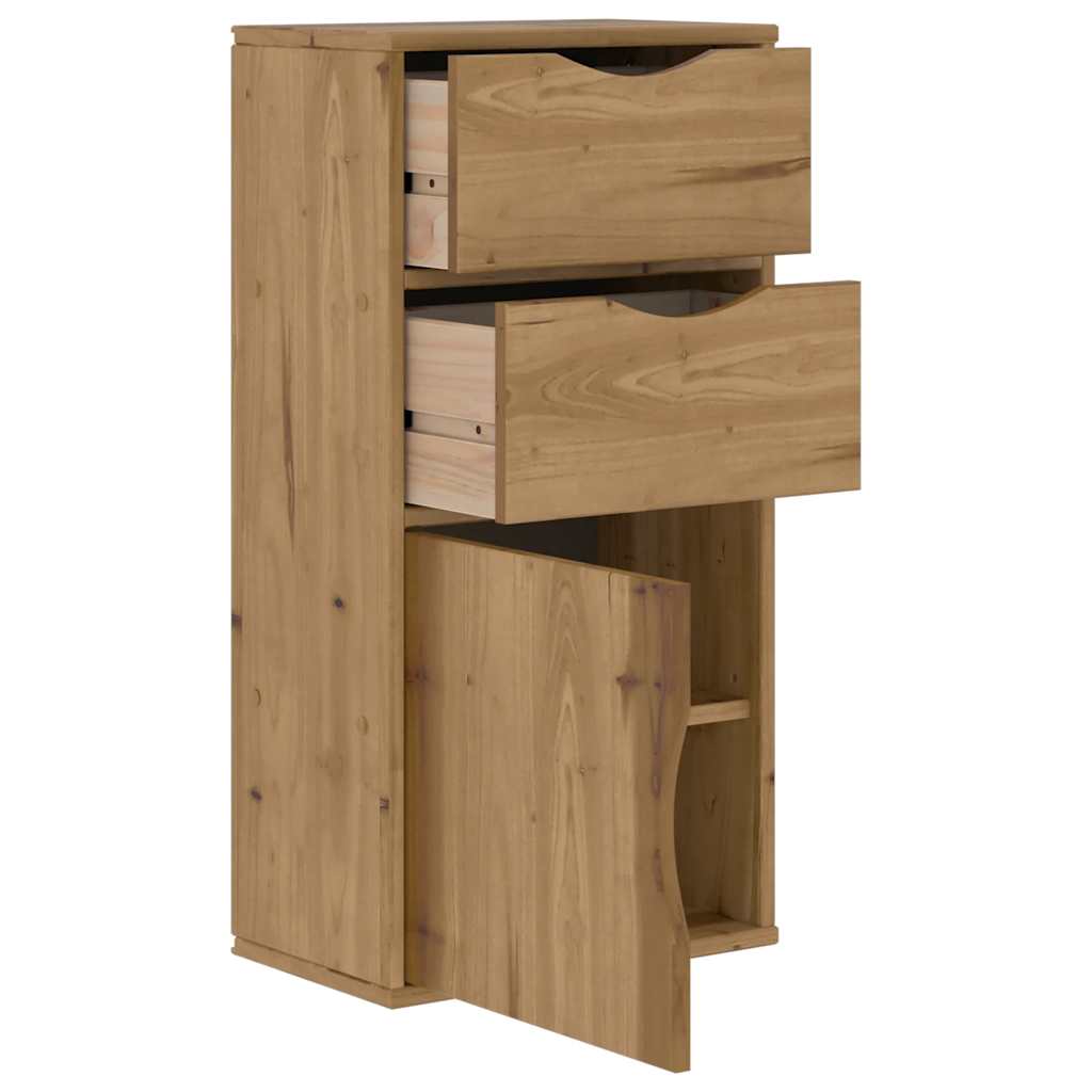 Armoire latérale avec tiroirs ODDA 40x24x79 cm bois massif pin