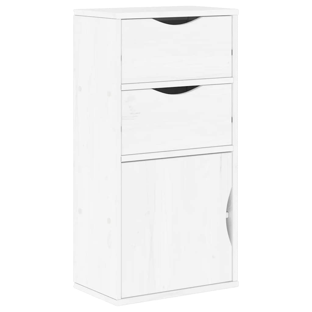 Armoire latérale tiroirs ODDA blanc 40x24x79 cm bois massif pin